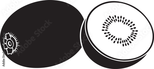 Black and White Kiwi Fruit Illustration food healthy