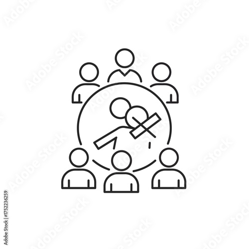 Team Meeting Cancellation Icon Group of People with Cancelled Meeting Symbol.