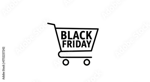 Black Friday Shopping Cart Icon for Online Sales and Promotions.