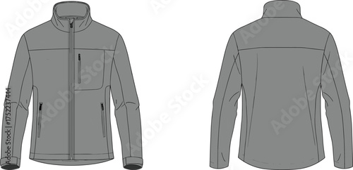 jacket collar high zipper closure pocket welt sleeve raglan cuff elastic hem seam yoke panel apparel garment clothing fashion textile template vector sketch illustration design prototypejacket collar 