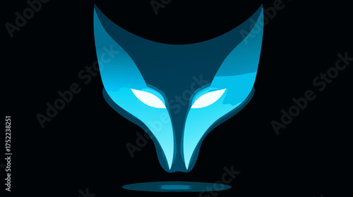 Abstract glowing blue fox head graphic with bright eyes on a dark background, symbolizing digital innovation, stealth, or modern design.