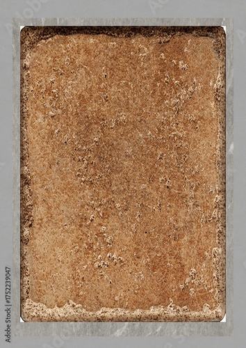 Aged rectangular metal surface with rust and corrosion, showing texture and wear over time