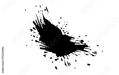Black watercolor brushed splash splatter on white background