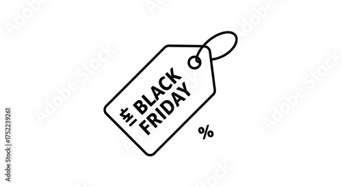Black Friday Sale Discount Price Tag Icon Vector Graphic.