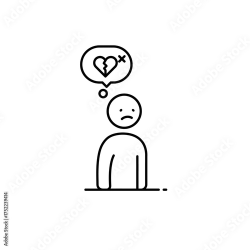 Sad person thinking about a broken heart and relationship problems.
