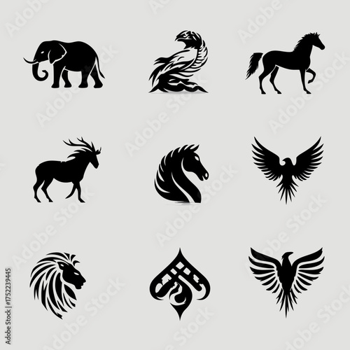 Collection of stylized animal and design silhouettes