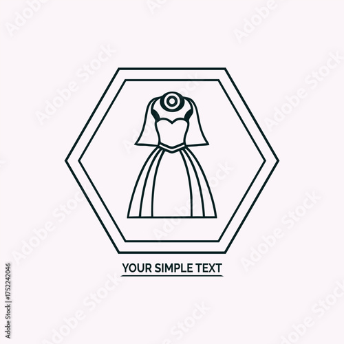 Wedding gown hexagon logo dress bride