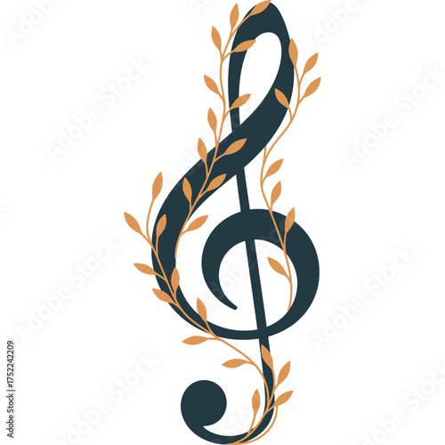 Elegant Treble Clef with Floral Accents Illustration music note musical design art graphic symbol element