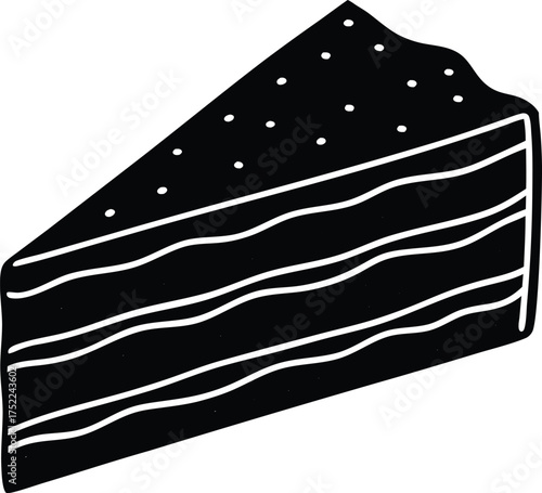 Abstract Cake Slice Illustration Black Icon for Confectionery Logo Design and Restaurant Menu on transparent background