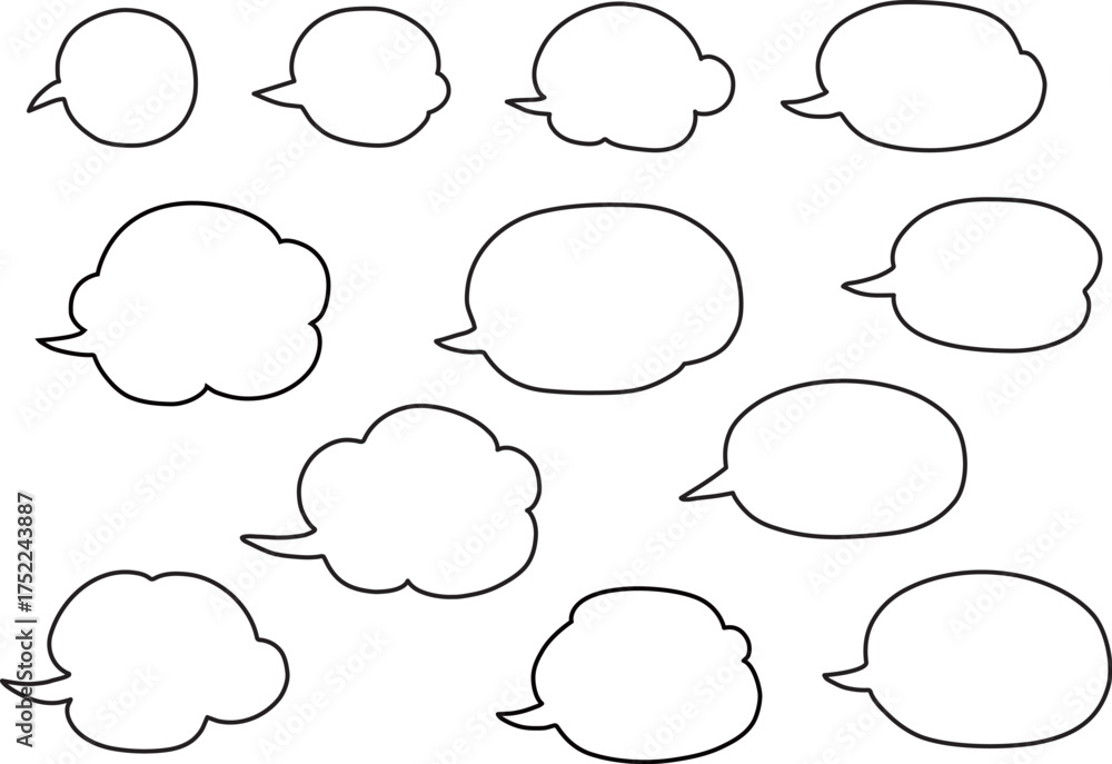 Obraz premium フキダシ 黒枠 マンガセリフ枠 コミック用