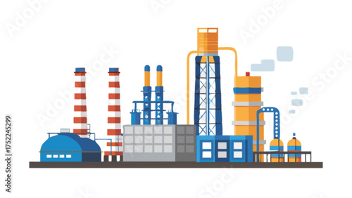 Industrial factory plant illustration vector design for manufacturing and production facility graphic