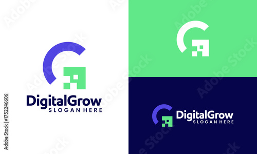 Digital Growth logo design. Initial letter G design with digital arrow up graphic icon symbol