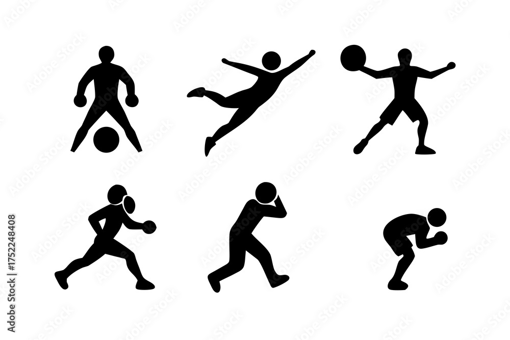 Obraz premium Volleyball players in action silhouettes against a white background showcase sports