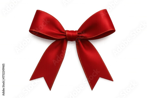 Red satin ribbon bow, perfect for wrapping presents, holidays, and celebrations, on a transparent background