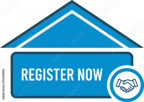 Register now handshake partnership deal online website business concept