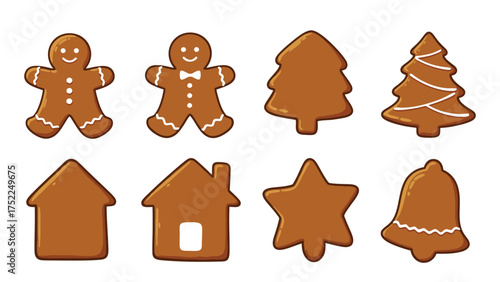 Gingerbread cookie shapes collection for holiday design
