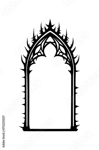 Gothic arch vector illustration ornate architectural element with thorns perfect for dark fantasy designs and decorative frames