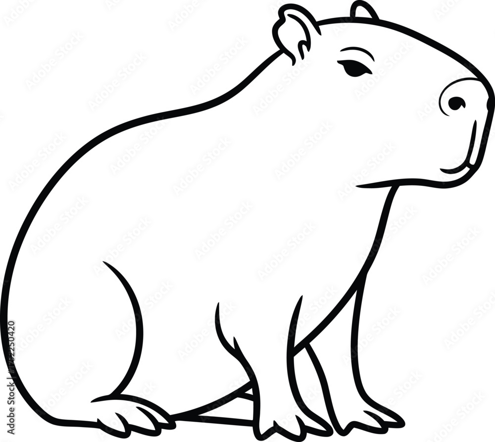 Obraz premium Minimal capybara illustration on a plain white background