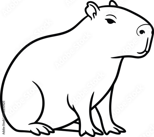 Minimal capybara illustration on a plain white background