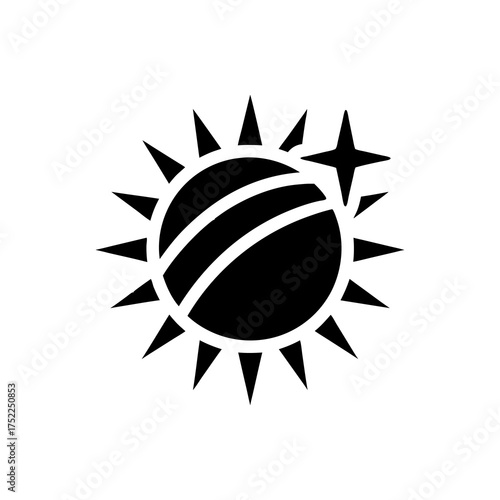 Celestial body silhouette, emanating light