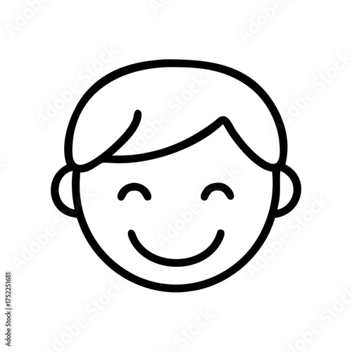 Smiling boy face with happy expression icon