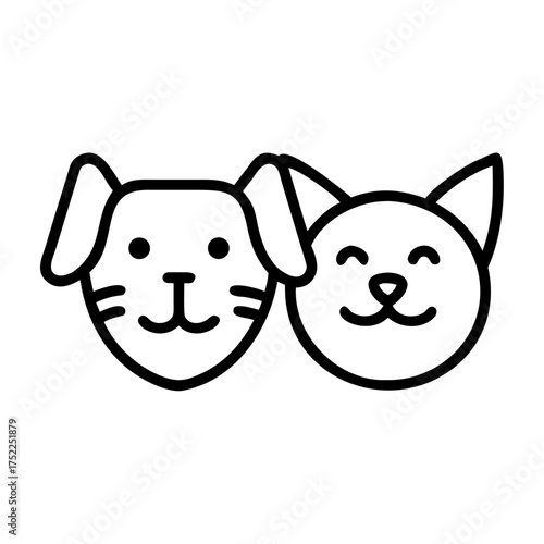 Illustration of a dog and cat face smiling