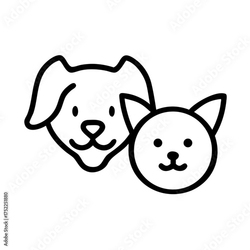 Illustration of a dog and cat face together