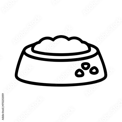 Dog bowl with food pellets for pet nutrition