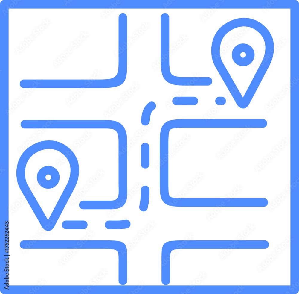 Fototapeta premium Route Map Line Icon