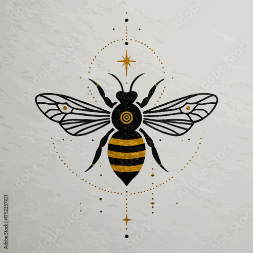 Celestial Bee Symbol on Textured Background