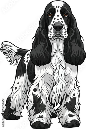 english cocker spaniel dog standing facing front vector illustration