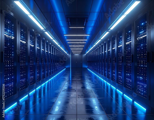 server room with blue light