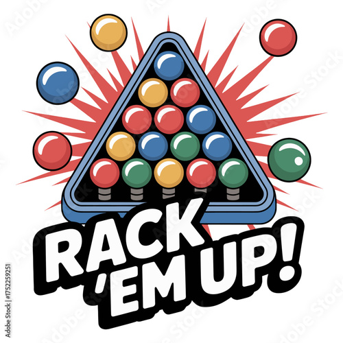 Rack Em Up Billiards Balls Triangle and Burst Graphic pool triangle rack