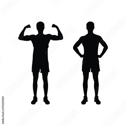 Male Silhouettes Posing for Fitness and Strength