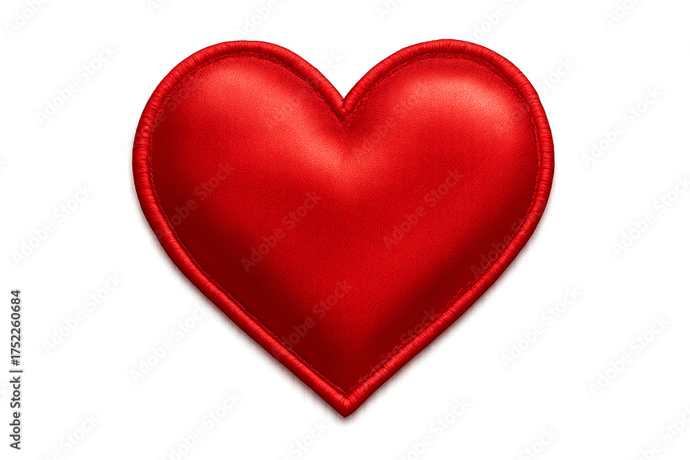 Fototapeta premium Realistic Red Leather Heart Patch on Transparent Background