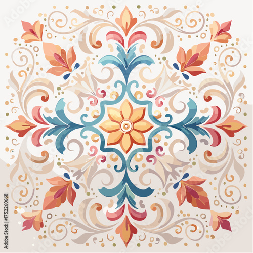 Ornate floral medallion with transparent background