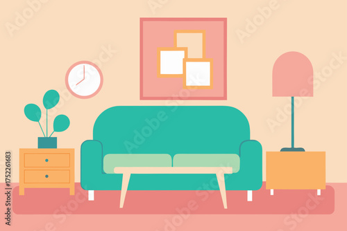 Living room interior with furniture and decoration