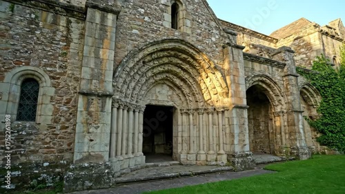 Wallpaper Mural Historic Abbey Facade Surrounded by Lush Green Grass and Trees Torontodigital.ca