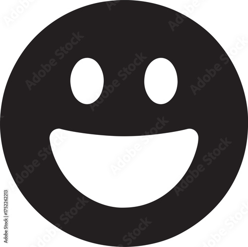 Happy face with open mouth emoji vector icon expressing joy, laughter, and cheerful positive emotion.