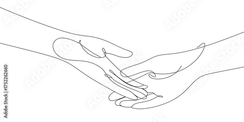 Minimalist Hand Illustration in Continuous Line Art Depicting Connection and Support Concept Showing Human Touch and Relationship