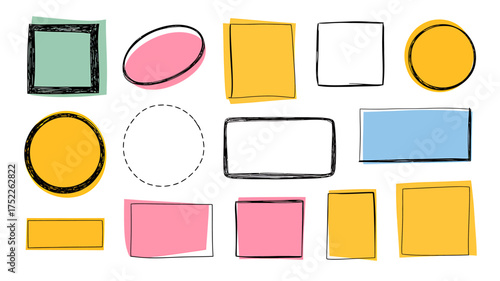 Doodle Style Geometric Frames and Shapes Collection for Graphic Design Projects and Creative Layouts Illustration