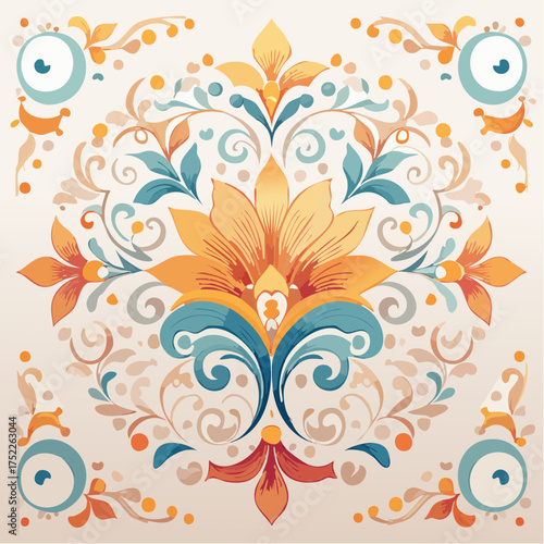 Ornate floral pattern with transparent background