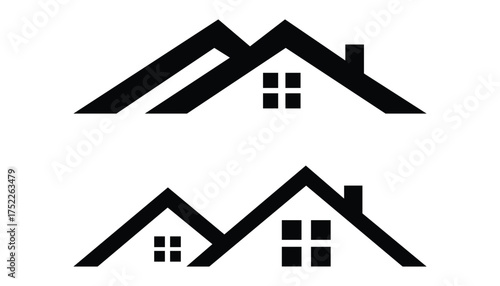 Εκτύπωση καμβά House Roof Vector Logo, Flat Design Construction Symbol, Building and Roofing Ma