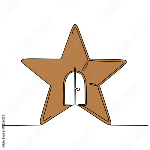 Star-shaped lantern with door cutout in minimalist style for Las Posadas  
