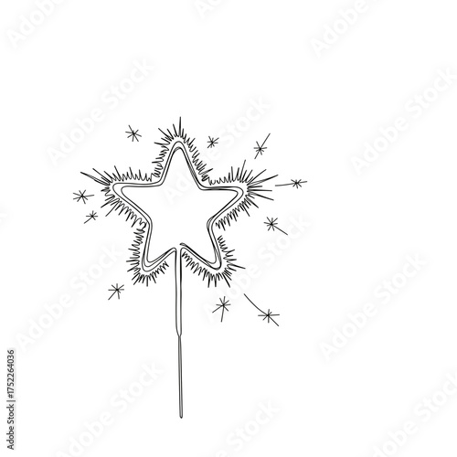 Sparkler tracing a star shape against a white background, concept of Las Posadas  