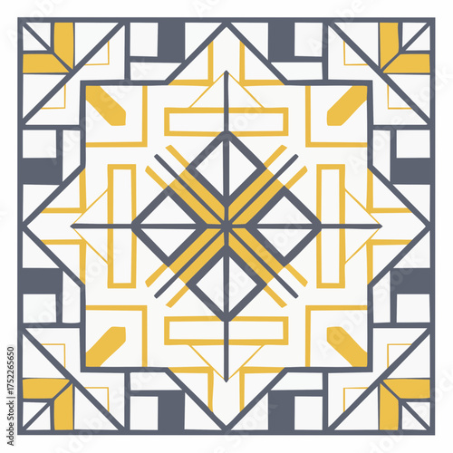 Geometric pattern with gold and gray accents with transparent background