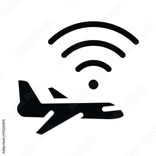 airplane and wifi solid icon vector design good for web or mobile app