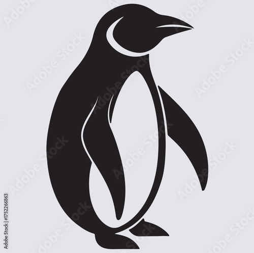 penguin icon silhouette vector art illustration, penguin silhouette vector