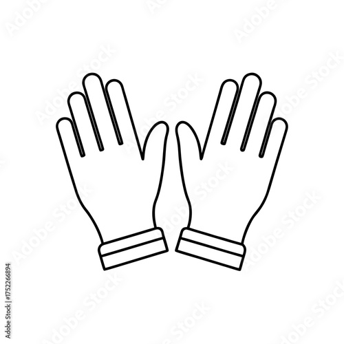Outline pair of work gloves on transparent background