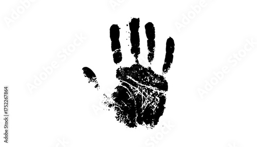 Black handprints isolated on white background. Vector handprint on background hand drawn digital art style illustration isolated on transparent background
